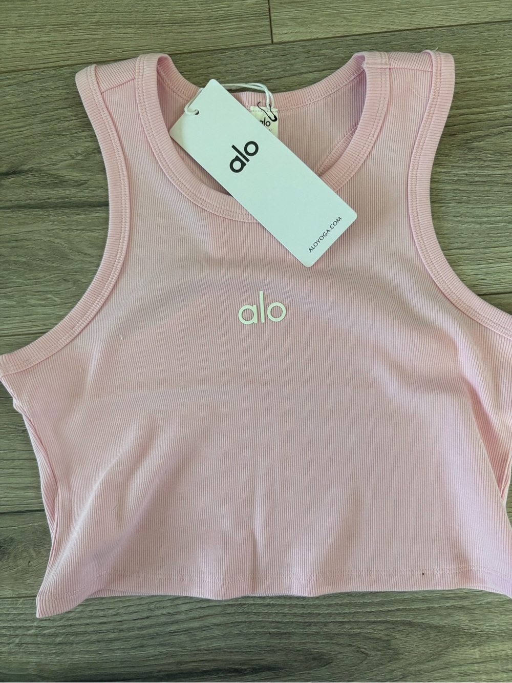 ALO Yoga Light Pink Ribbed Crop Tank